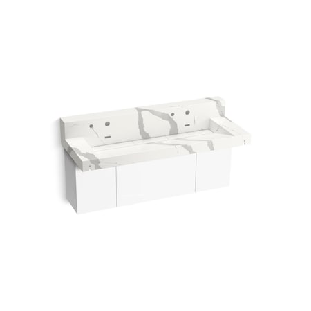Kohler Constellation 60In Wall-Mount Trough Lavatory System With Backsplash In Et Bianco Cal 81027-BPW-KEB